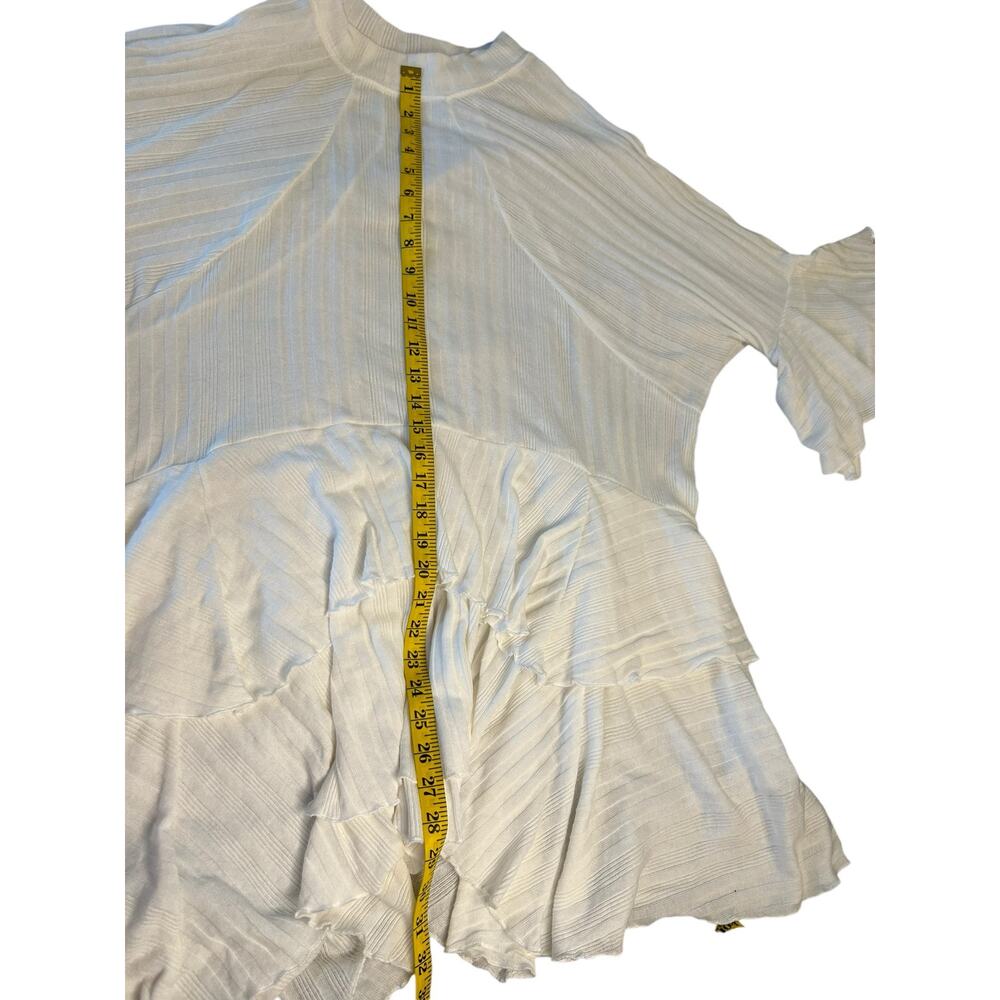 FP Beach Ivory Sweet Rose Ribbed Ruffle Tunic - Size S - Picture 8 of 11